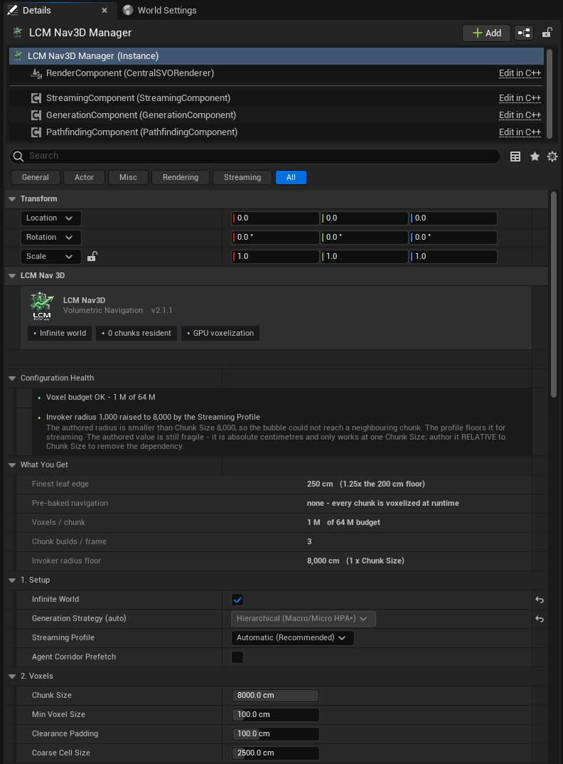 Navigation manager Details panel